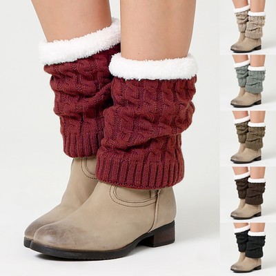 Ladies Short Leg Warmers Crochet Cuffs Ankle Toppers Knitted Lined Boot Socks