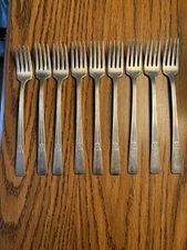 wm rogers mfg co extra plate IS Revelation 9  Grill Forks D Monogram