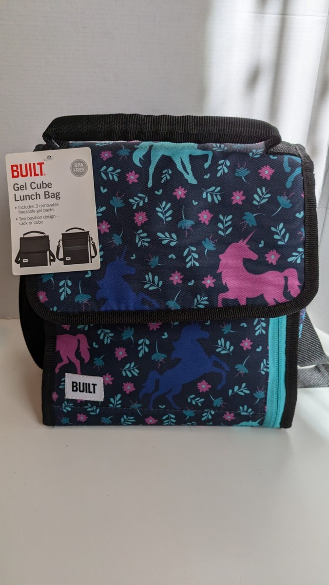 BUILT Gel Cube Lunch Bag Tote Kids Work Lunch Box Unicorn