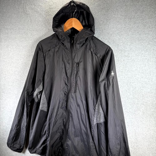 Chaqueta deportiva Smartwool PhD ultra ligera para hombre grande negra con capucha cremallera completa exterior - Imagen 3 de 9