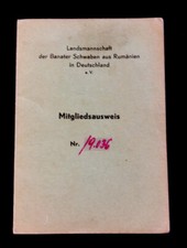 Mitgliedsausweis Ausweis Landsmannschaft der Banater Schwaben 1957