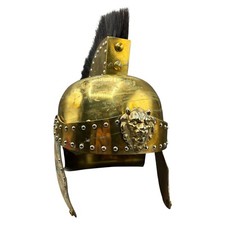 R&ouml;merhelm R&ouml;mischer Legion&auml;rshelm B&uuml;rste L&ouml;wenkopf Goldfarben 38x22cm Gold Vtg