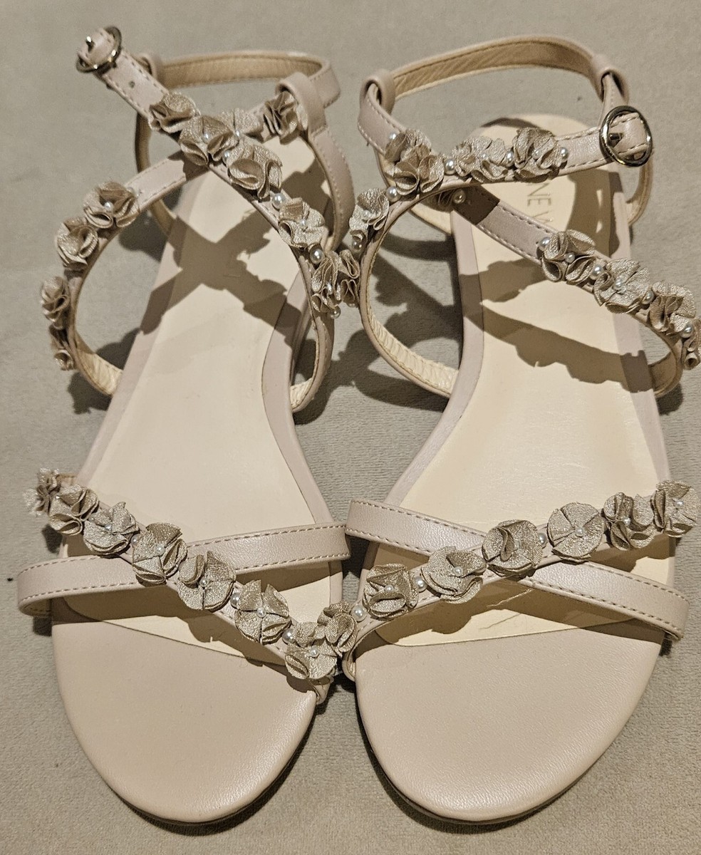 Nine West Women's Floral flowers Pearl slingback flats sandals 6M