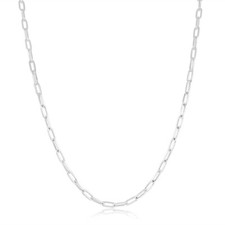 Rhodium Plated 3mm - 5.5mm Paper Clip Link Chains .925 Sterling Silver