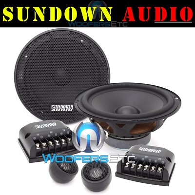 SUNDOWN AUDIO E-6.5CS 6.5'' 100W RMS COMPONENT TWEETERS SPEAKERS CROSSOVERS NEW