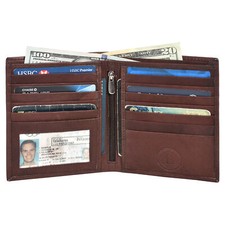 Leatherboss Genuine Leather Hipster 14 Credit Card Slots Wallet , Dark Brown