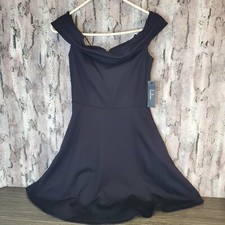 Lulus Season Of Fun Black Off The Shoulder Skater Fit & Flare Party Dress S NEW