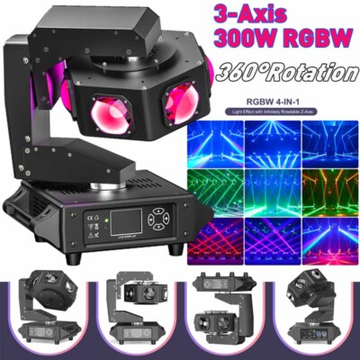 Beam 3-Axis 300W 6LED RGBW Moving Head Light Stage Light Effect DMX Disco Xmas