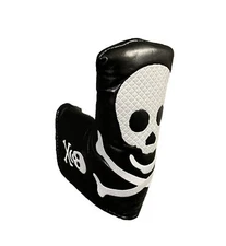 Skull And Crossbones Black Golf Blade Putter Head Cover -Black & White