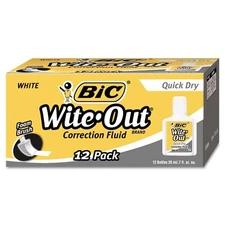 BIC WOFQD12WE Wite-Out Quick Dry Correction Fluid 20 ml Bottle White 1/Dozen