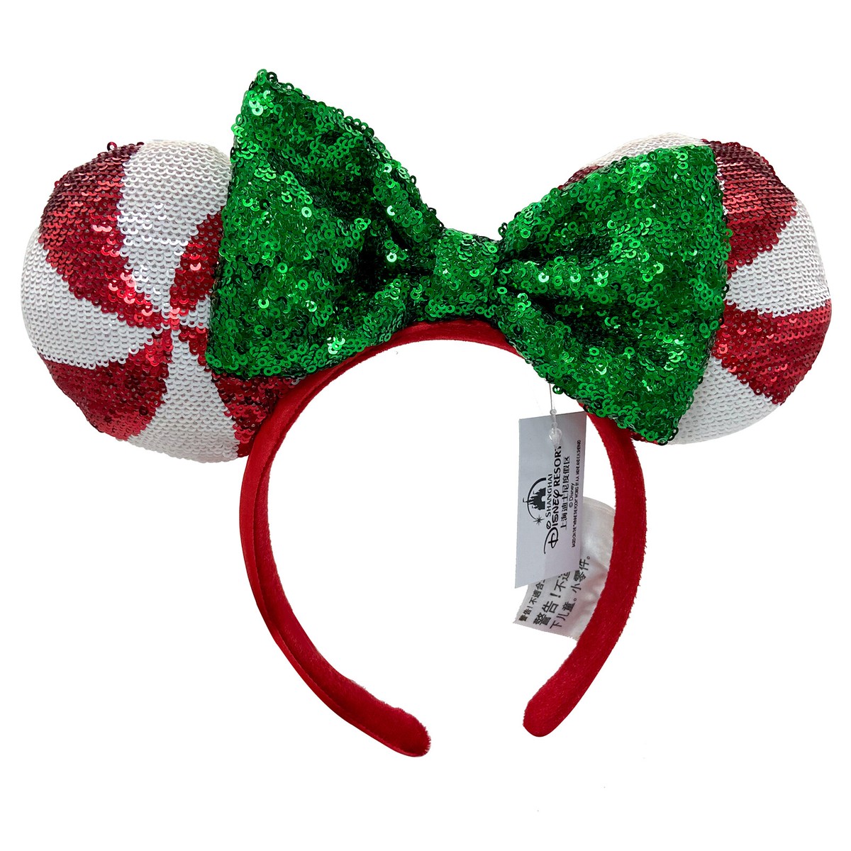 Disney Parks Candy Cane Sequin Minnie Ears Christmas  display picture 2
