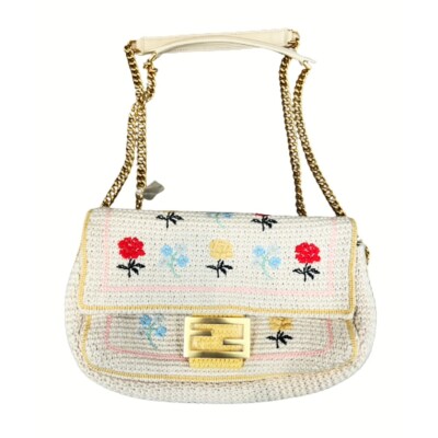 【レア◎極美品】Fendi THE BAGUETTE ホワイトショルダーバッグ Baguette® Cuoio Romano leather White | Fendi