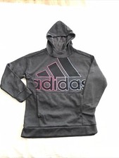 ADIDAS gray Pullover hooded sweatshirt Youth Medium 10-12 Pocket