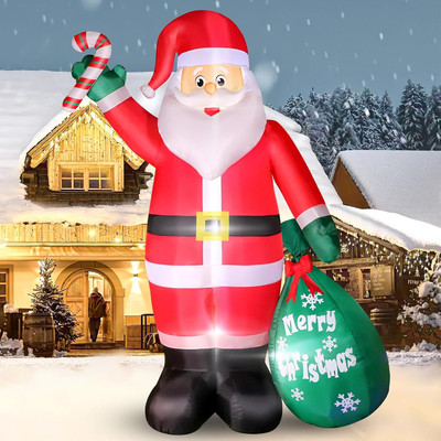 Papá Noel inflable navideño de 1,8 m con dulces y una bolsa de regalo