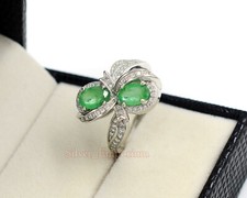 Natural Zambian Emerald Gemstone 925 Sterling Silver May Birthstone Wedding Ring