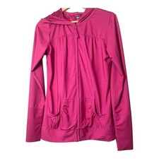 REI Full Zip Jacket Bright Pink Womens Size Medium Hood Running