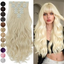 8PCS THICK 145G Real Natural Clip in Hair Extensions Full Head as human Hair USA
