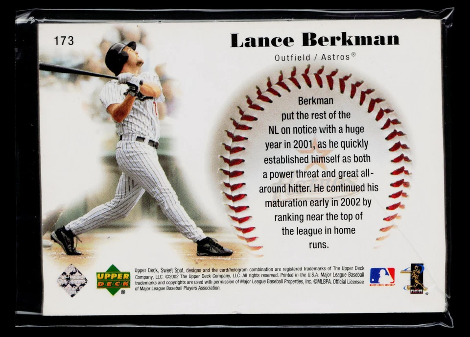 2002 UD SWEET SPOT #173 LANCE BERKMAN GAME FACES BALL - Image 2 of 2