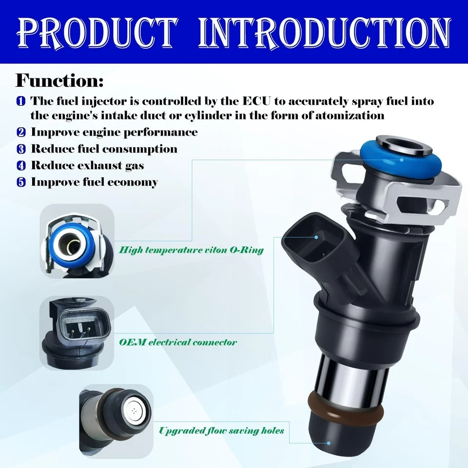 Upgraded 4 Holes Gas Fuel Injectors Fit For GMC: Yukon (XL)/Sierra, 1500... - Image 3 of 4