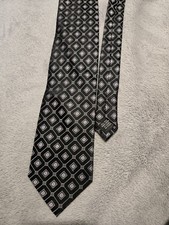 GEORGE PRE-OWNED MEN'S NECK TIE GEOMETRIC DESIGN BLACK AND SILVER  1060 