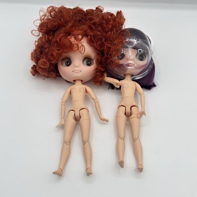 Blythe Doll Matte Face Joint Body Big Lips Eyebrows Ginger & Purple Hair Lot 2