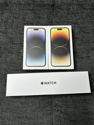 2 Apple iPhone 14 Pro Max 256GB Gold & Black BOX ONLY A2651 W/ Apple Watch Box