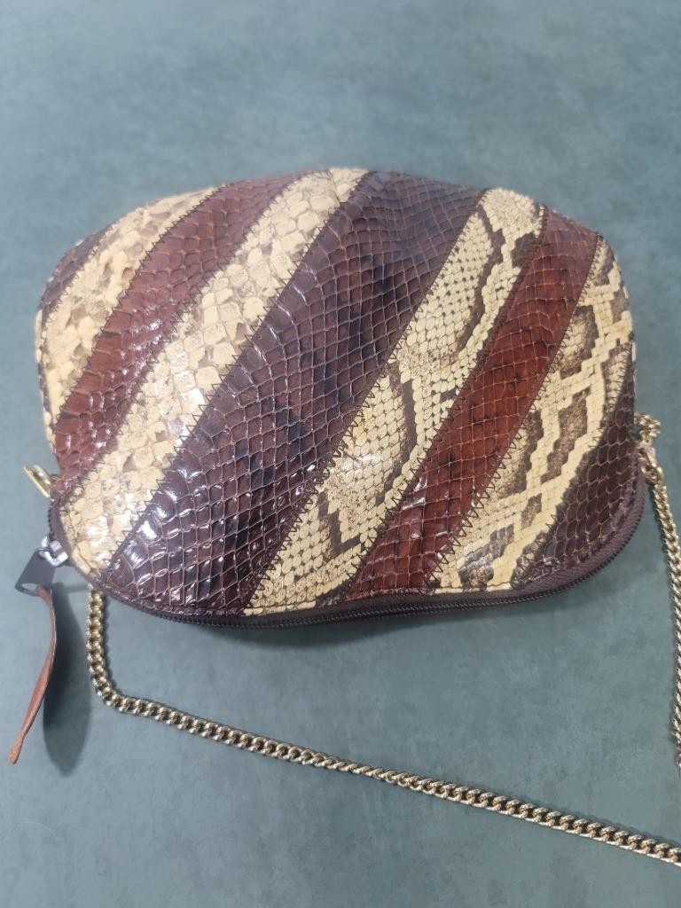 SUSAN GAIL Small PATCHWORK Snakeskin Crossbody Cl… - image 3