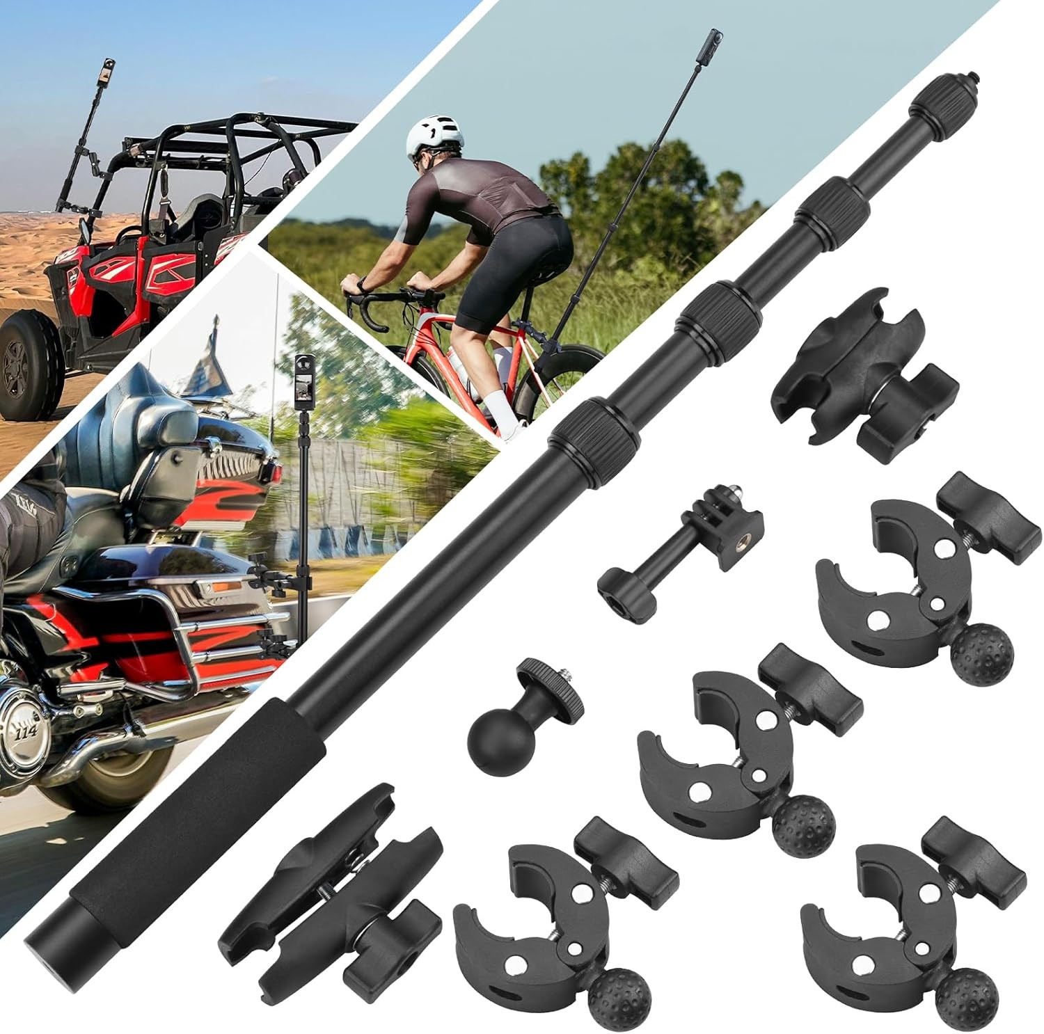 Motorcycle Mount for Insta 360 X4 X5, Bike Handlebar Clamp Mounts 59" Invisible