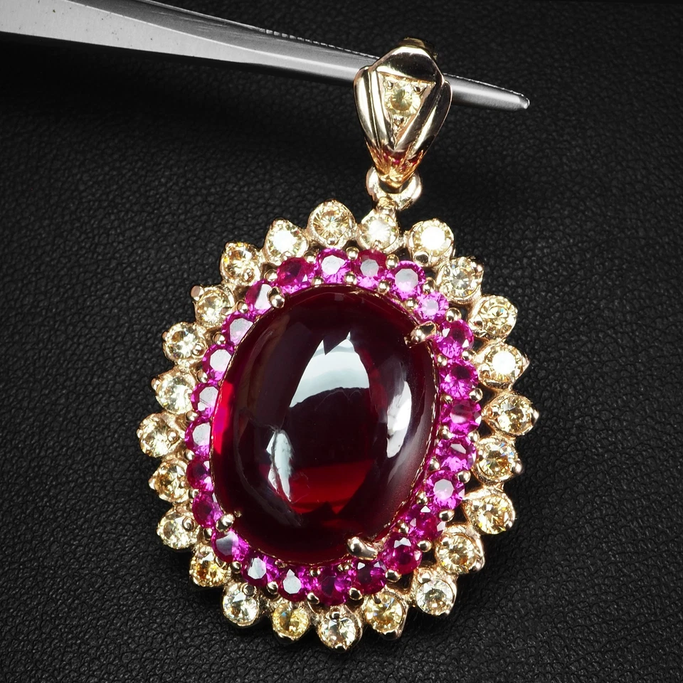 Ciondoli fatti a mano in argento sterling 925 cabochon di tormalina... - Immagine 3 di 4