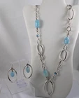 John Hardy Kali Sterling Aquamarine Bead & Topaz 32" Necklace & Dangle Earrings