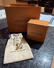 Louis Vuitton Gold Tone LV Logo Dangle Drop E...