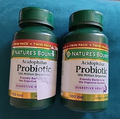 2 Nature's Bounty Acidophilus Probiotic (100 Tabs Each) -EXP: 6/26