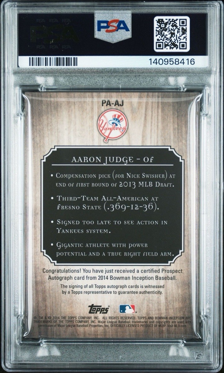 2014 Bowman Inception - Prospect Auto Aaron Judge #PA-AJ (AU