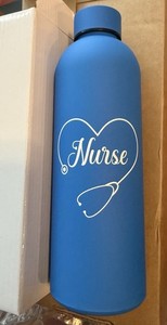 Nurse 17oz Stainless Steel Water Bottle  Blue Heart