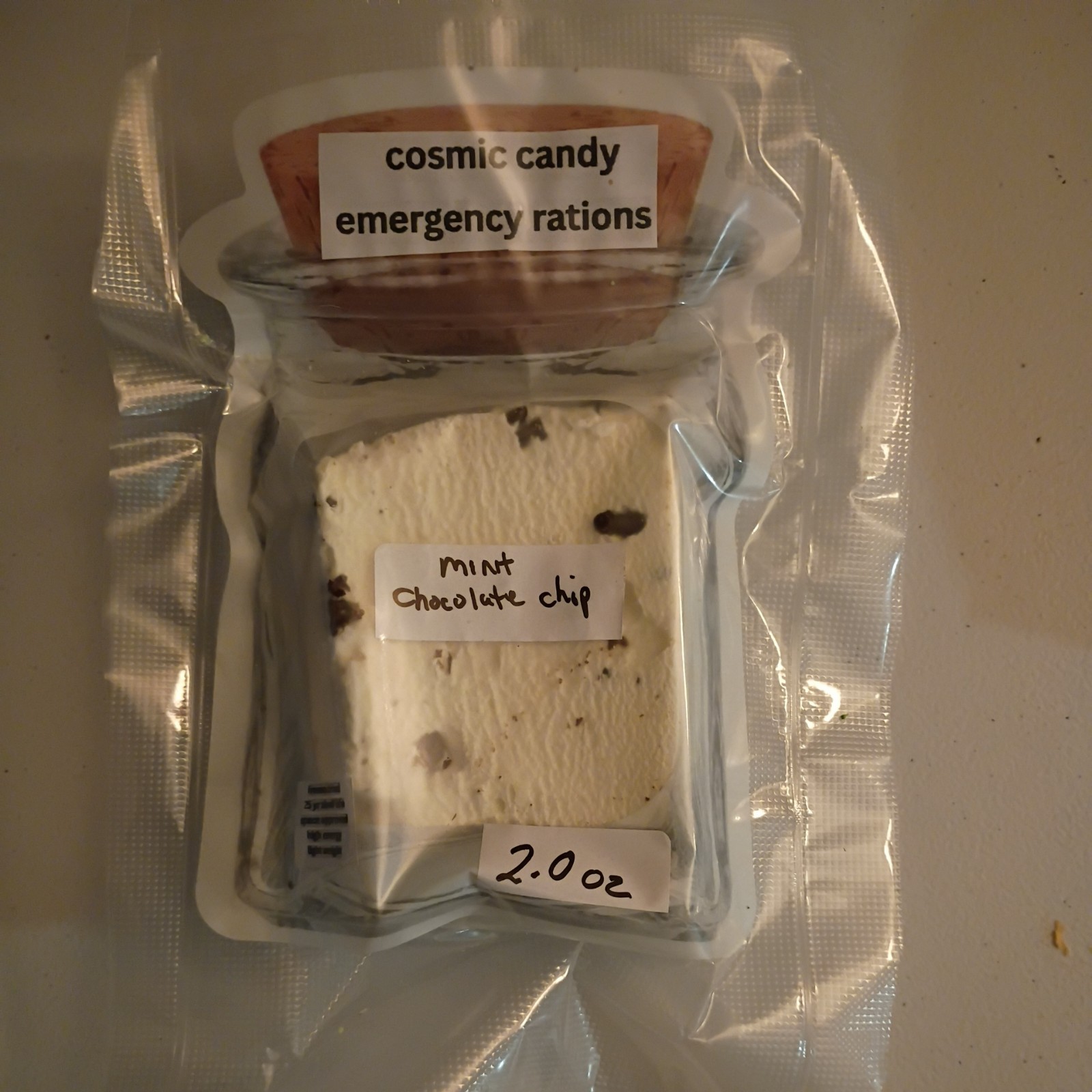 Cosmic Candy Freeze Dried mint chocolate chip Ice Cream 2 Oz Bag