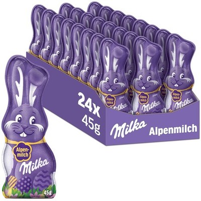Milka Alpenmilch Osterhasen   Großpackung, Schoko Hohlfiguren, Ostern   24 x 45g