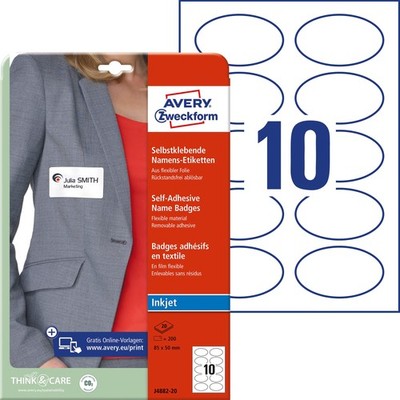 Avery Zweckform J4882-20 Name Labels (200 Name Stickers, 85 x 50 mm on A4, Self-