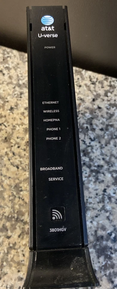 Router inalámbrico WiFi AT&T U-verse 3801HGV 4 puertos DSL 4201-001134-002 con cable Foto 2 de 4