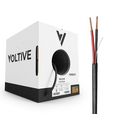 Voltive 16/2 Speaker Wire, Riser CL3R, Black, 250ft