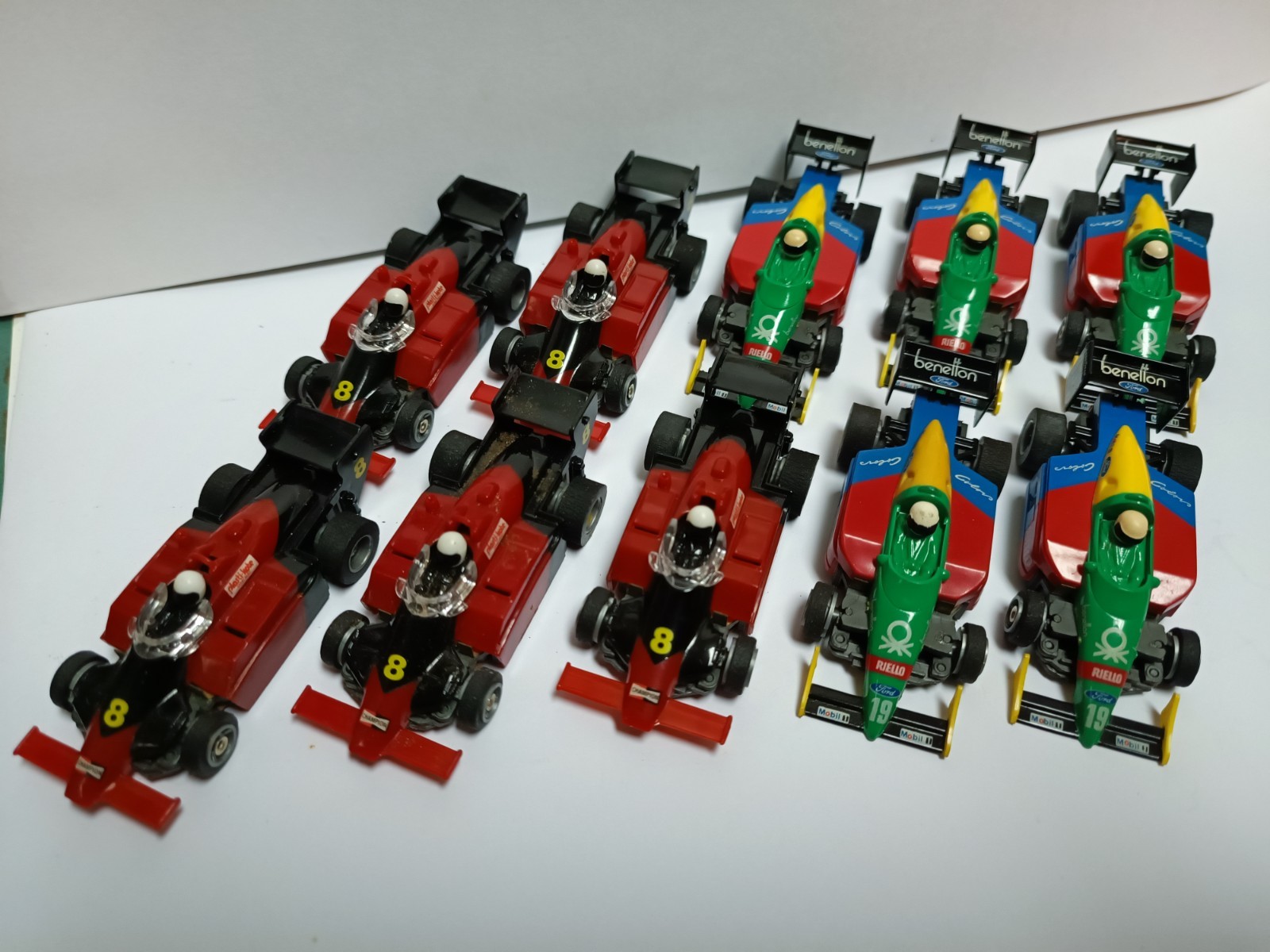 TYCO SLOT CAR F1/indy benetton and die hard lot of 10 bodies.NEW!