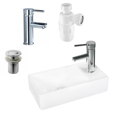 Bathroom Basin Sink Small Compact Bathroom Cloakroom Handwash Ceramic Wall Hung