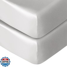 NTBAY 2 Pack Silk Satin Fitted Crib Sheet, Super Soft and Silky 28x52 Crib Sh