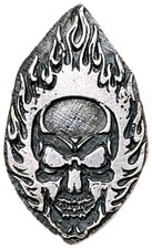 RARE 1.8 Oz Silver FLAMING SKULL Hand Poured Bar. 85.26 per troy oz