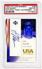 2002 Upper Deck USA Baseball Joe Mauer National Autograph /375 RC PSA 10 Twins