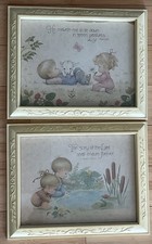 VTG Framed Prints Lamb Children Pond Frog Nature Psalms Nursery Decor Set 2
