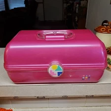 Caboodles Retro Makeup Travel Case Pink Satin On The Go Girl USA