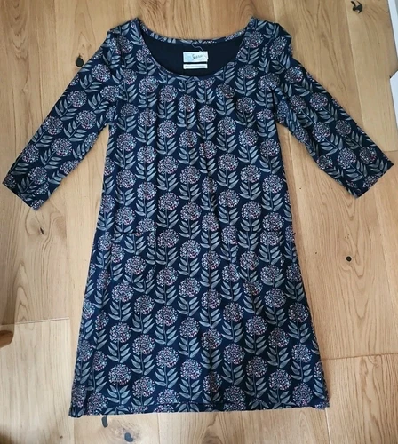 Abito tunica SAN VALENTINO sale marino taglia 10 stampa albero di gelso navy