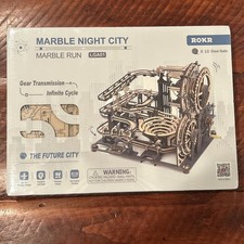 ROKR 3D-Marble Night City Marble Run LGA01 Gears/Steel Balls Wood Puzzle NEW
