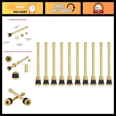 10pcs Brass Truck Tire Valve Stems 4-3/8'' Commercial Rim Φ.625'' - Durable & Reli