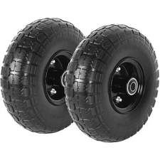 10-Inch Flat-Free Solid Tires with 5/8" Bearings for Garden & Utility Carts